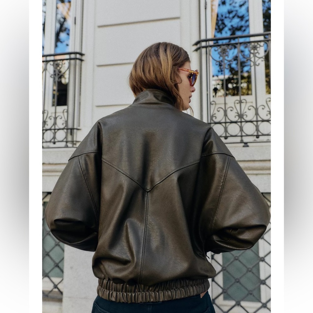 TREND NEW  ZARA FAUX LEATHER HIGH COLLAR BOMBER JACKET 
🚨FIRM PRICE NO DISCOUNT - Picture 5 of 16